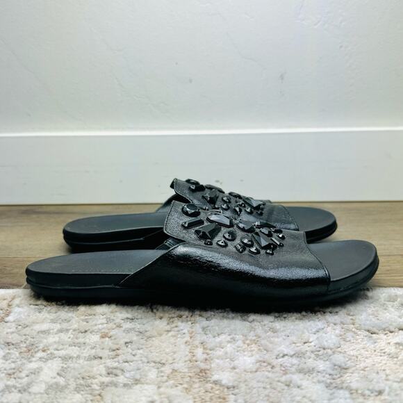 Kenneth Cole Black Stone Embellished Sandals/Slides Size 8 - Picture 4 of 10
